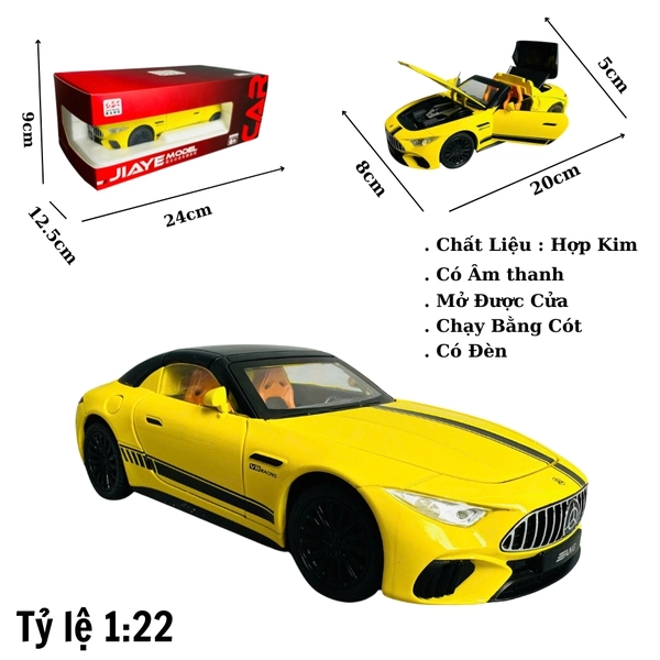 Mô Hình xe mẹc vàng tỉ lệ 1:22 Hợp kim có thể mở cửa - bánh sau chạy cót - Dài 20cm - cao 5cm - nặng 800gram - Figure Oto - FULL BOX : box màu - SKU : oto388 - n3-k8-t4-s1