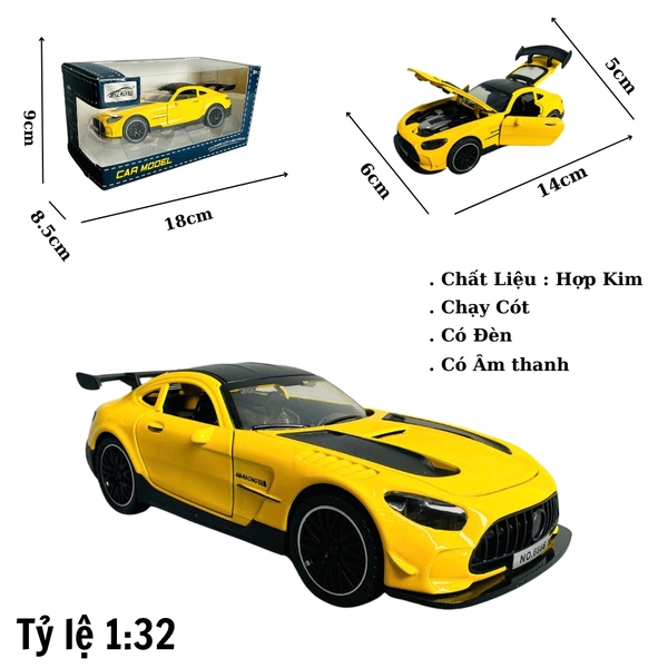 Mô Hình xe Mec vàng AMG tỉ lệ 1:32 Hợp kim có thể mở cửa - bánh sau chạy cót - Dài 14cm - rộng 6cm - cao 5cm - nặng : 500gram - FULL BOX : box màu SKU : oto371 n3-k2-t2-s2