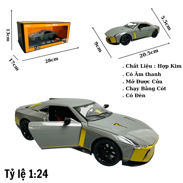 Mô Hình xe nissan xám ngọc tỉ lệ 1:24 Hợp kim có thể mở cửa - bánh sau chạy cót - Dài 20.5cm - rộng 9cm - cao 5.5cm - nặng : 1000gram - FULL BOX : box màu SKU : oto284 - N3-K8-T1-S3