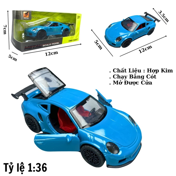 Mô Hình xe Porsche 911 màu xanh trời - tỉ lệ 1:36 Hợp kim có thể mở cửa - bánh sau chạy cót - Dài 12cm - rộng 5cm - cao 3.5cm - nặng : 200gram - FULL BOX : box màu - Sku : oto67 - N3-K4-T3-S2