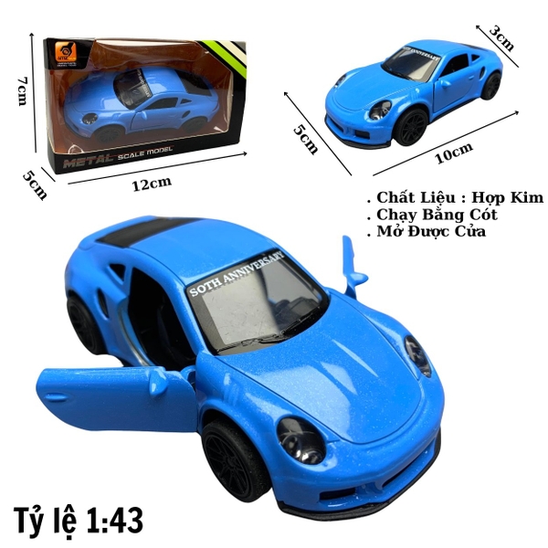 Mô Hình xe Porsche 911 màu xanh tỉ lệ 1:43 Hợp kim có thể mở cửa - bánh sau chạy cót - Dài 10cm - cao 3cm - nặng 200gram - Figure Oto - FULL BOX : box màu - SKU : oto18 số26