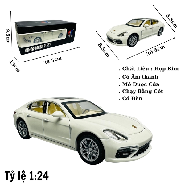 Mô Hình Xe porcher Trắng 1:24 Hợp kim - Có tiếng - đèn pha sáng - Dài 20.5cm - rộng 8.5cm - cao 5.5cm - nặng ~ 800gram - FULL BOX : box màu SKU : oto225 - N3-K8-T2-S4