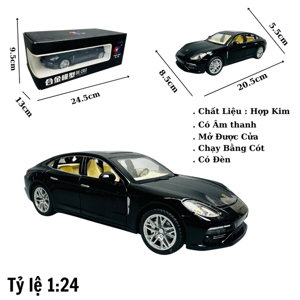Mô Hình Xe porcher đen 1:24 Hợp kim - Có tiếng - đèn pha sáng - Dài 20.5cm - rộng 8.5cm - cao 5.5cm - nặng ~ 800gram - FULL BOX : box màu SKU : oto224 - N3-K8-T2-S4