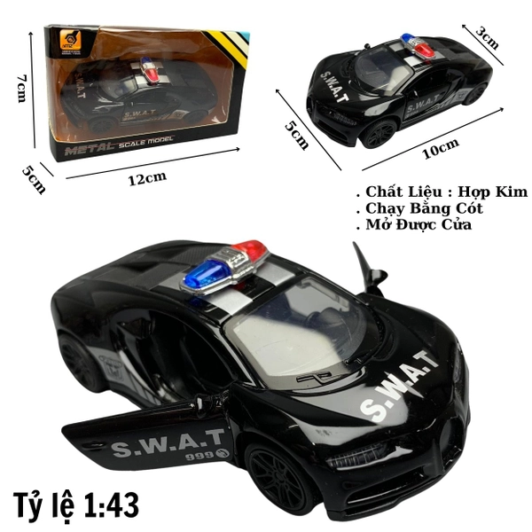 Mô Hình xe police Bugatti Chiron tỉ lệ 1:43 Hợp kim có thể mở cửa - bánh sau chạy cót - Dài 10cm - cao 3cm - nặng 200gram - Figure Oto - FULL BOX : box màu - SKU : oto7 số 10