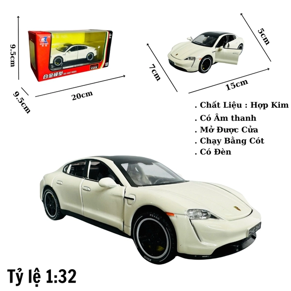 Mô Hình xe poscher taycan trắng tỉ lệ 1:32 Hợp kim có thể mở cửa - bánh sau chạy cót - Dài 15cm - rộng 7cm - cao 5cm - nặng : 500gram - FULL BOX : box màu SKU : oto333 N3-K7-T3-S1