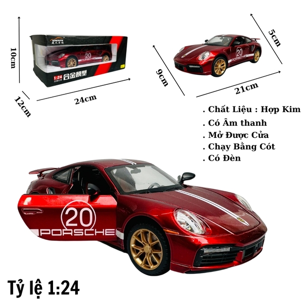 Mô Hình xe poscher đỏ tỉ lệ 1:24 Hợp kim có thể mở cửa - bánh sau chạy cót - Dài 21cm - rộng 9cm - cao 5cm - nặng : 1000gram - FULL BOX : box màu SKU : oto295 - N3-K8-T1-S4