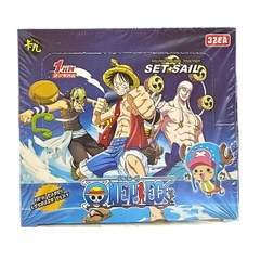 Pack thẻ one piece set sail hộp tím xanh( 32 pack 1 hộp ) . Dài 14cm - cao 13cm n3-k19-t2-s3