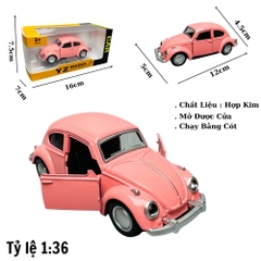 Mô Hình xe volkswagen hồng tỉ lệ 1:36 Hợp kim có thể mở cửa - bánh sau chạy cót - Dài 12cm - rộng 5cm - cao 4.5cm nặng : 200gram - FULL BOX : box màu SKU : oto187 - N3-K3-T2-S4