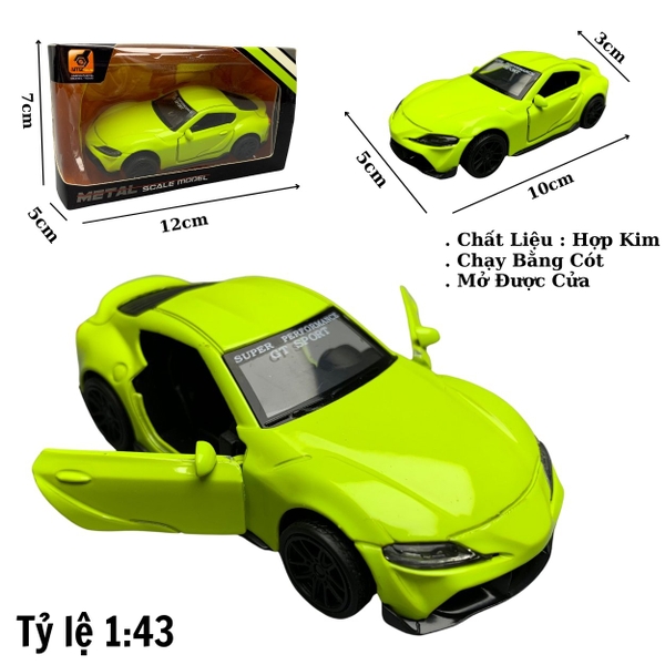 Mô Hình xe Toyota Supra xanh nõn chuối tỉ lệ 1:43 Hợp kim có thể mở cửa - bánh sau chạy cót - Dài 10cm - cao 3cm - nặng 200gram - Figure Oto - FULL BOX - SKU : oto16 số 9