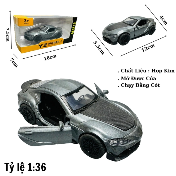 Mô Hình xe Toyota xám tỉ lệ 1:36 Hợp kim có thể mở cửa - bánh sau chạy cót - Dài 12cm - rộng 5.5cm - cao 4cm nặng : 200gram - FULL BOX : box màu SKU : oto190 N3-K10-T1-s2