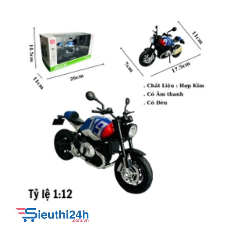 Mô Hình xe máy Motor BMW R9T xanh đỏ 719 1:12