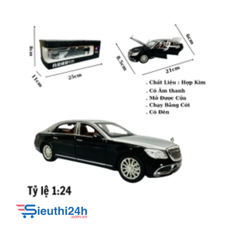 Mô Hình xe mẹc maybach đen xám tỉ lệ 1:24