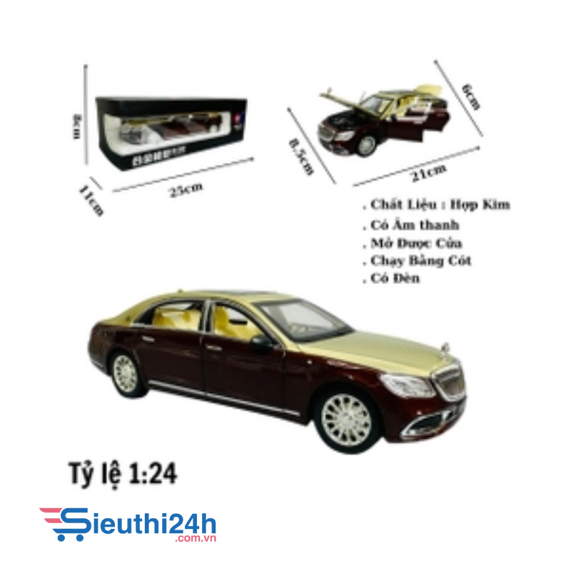 Mô Hình xe mẹc maybach nâu đồng tỉ lệ 1:24