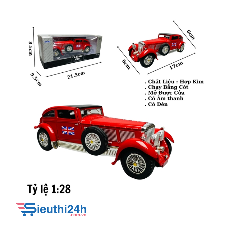 Mô Hình Xe cổ màu đỏ 1:28