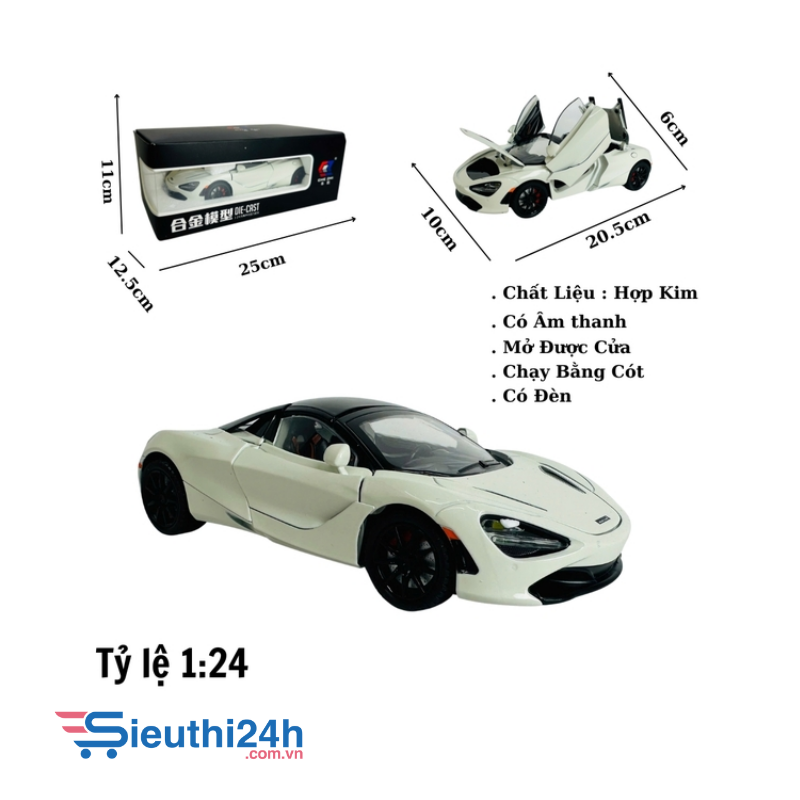 Mô Hình Xe Mclaren trắng 1.24