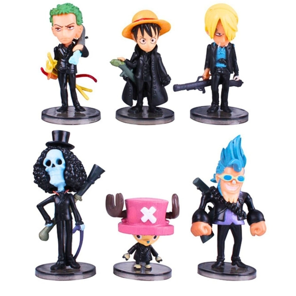 Mô Hình OnePiece Combo 6 Nhân Vật Áo Đen Chibi 5–7cm