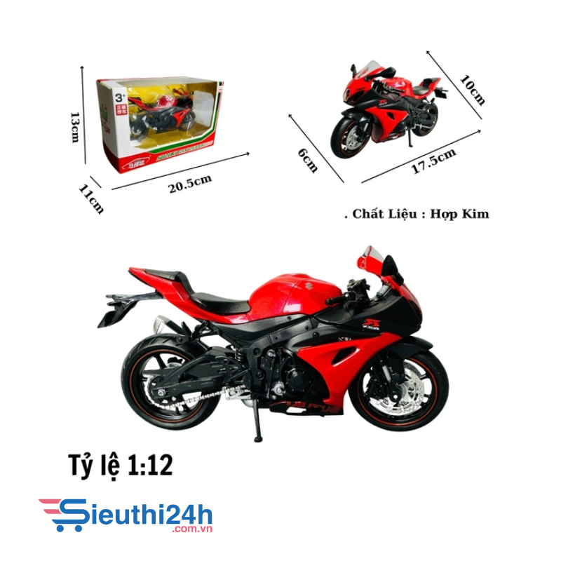 Mô Hình xe máy gsx đỏ đen 1:12