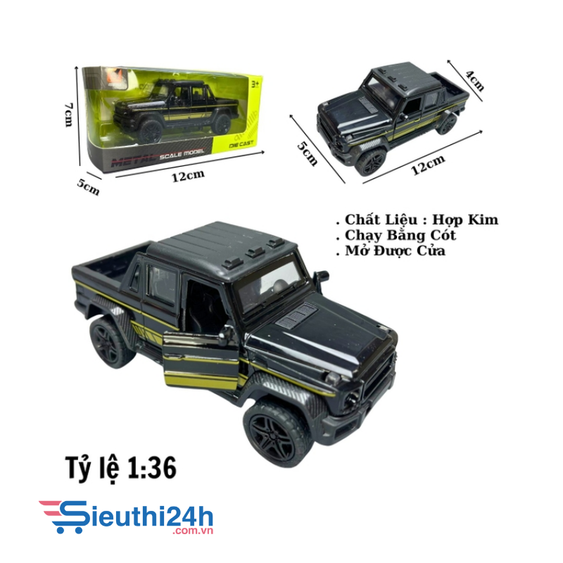Mô Hình xe Mẹc bán tải màu đen - tỉ lệ 1:36