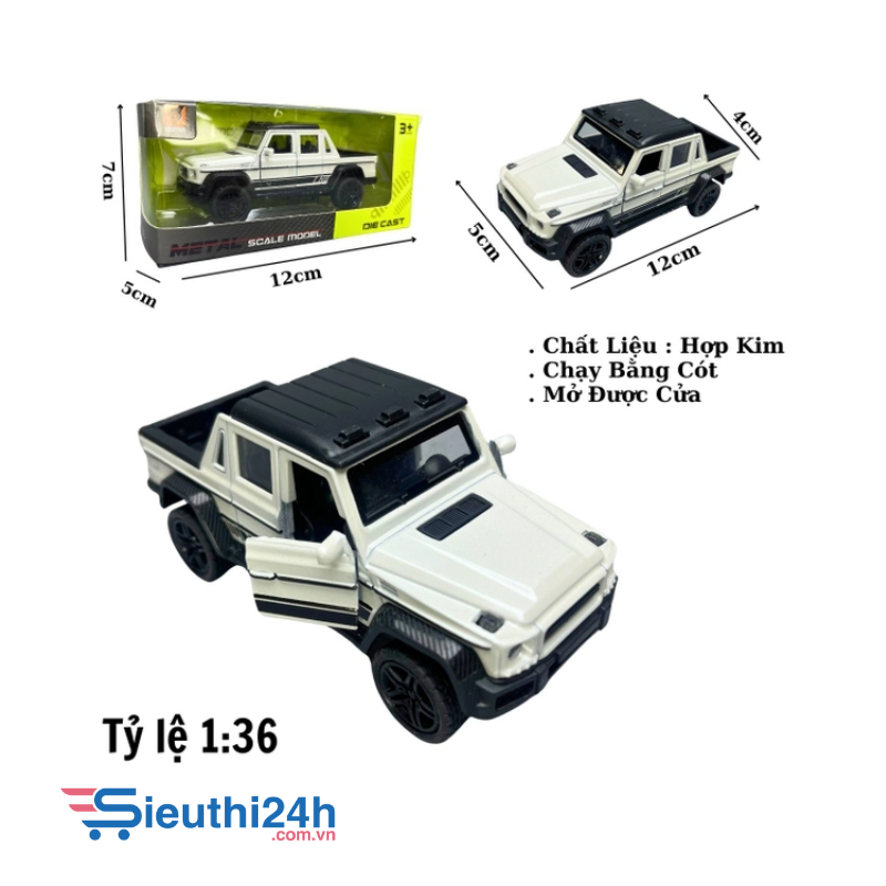 Mô Hình xe Mẹc bán tải màu trắng - tỉ lệ 1:36