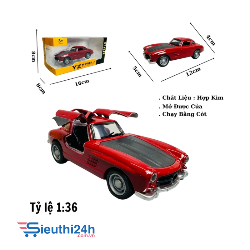 Mô Hình xe mẹc cổ đỏ lé đen - tỉ lệ 1:36