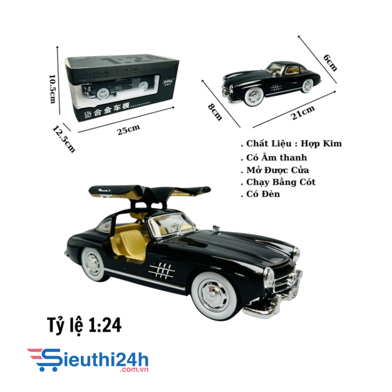 Mô Hình Xe mẹc cổ màu đen 1:24