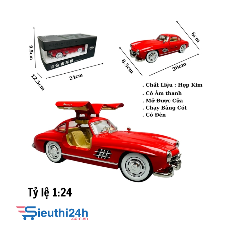 Mô Hình Xe mẹc cổ màu đỏ 1:24