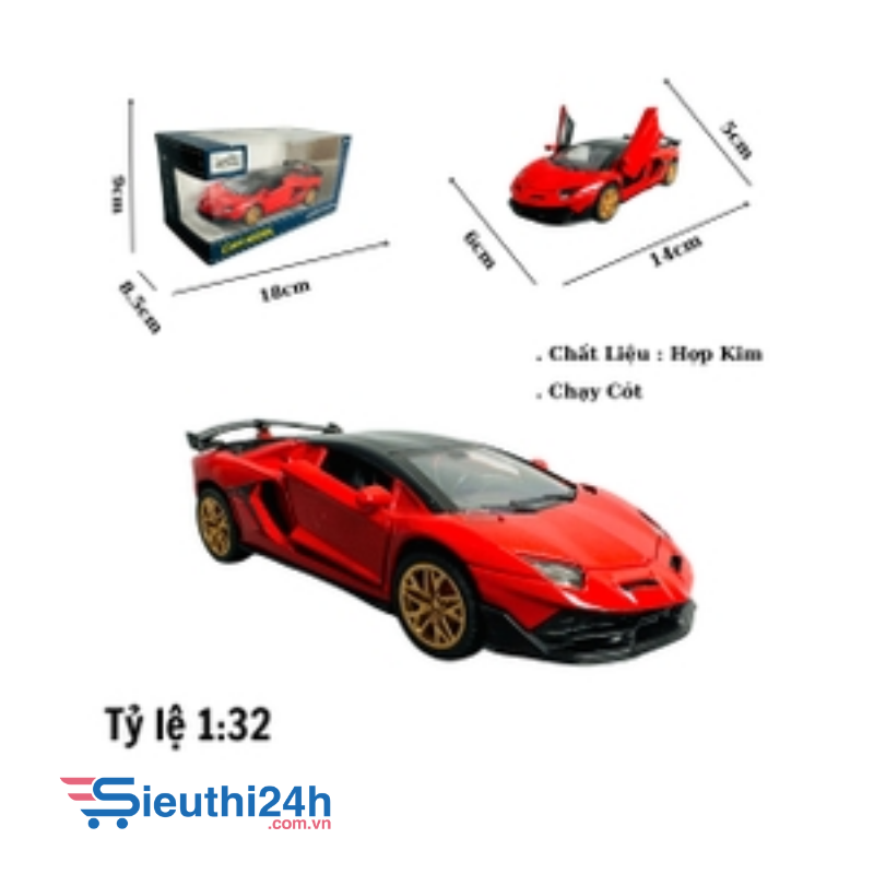 Mô Hình xe Lambor đỏ bánh vàng tỉ lệ 1:32