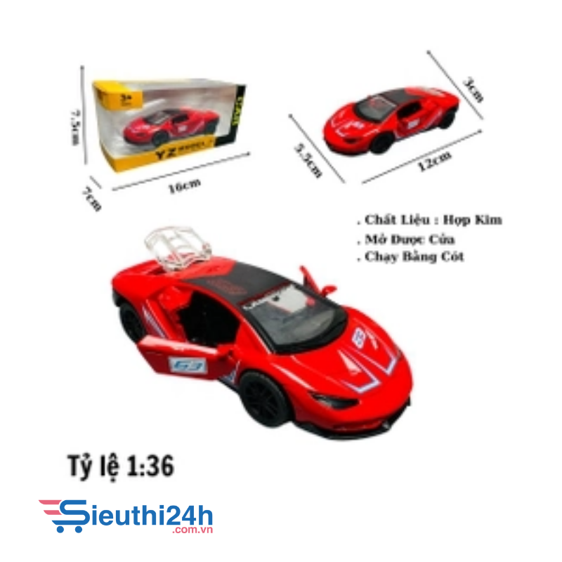 Mô Hình xe lambor đỏ có họa tiết tỉ lệ 1:36