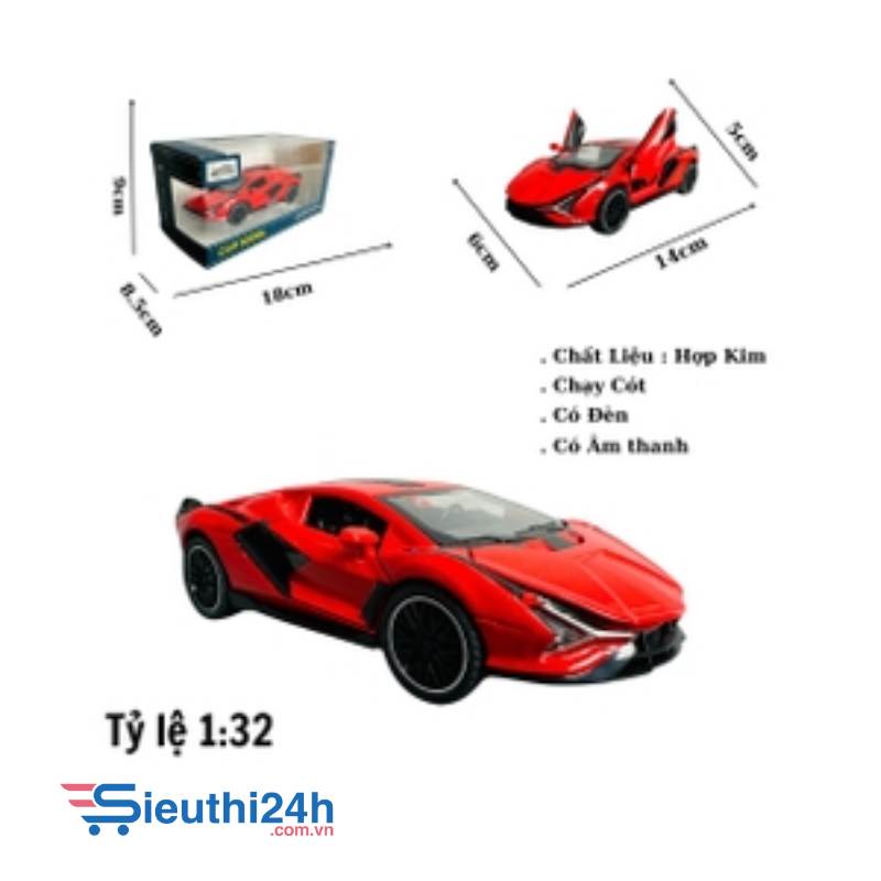 Mô Hình xe Lambor đỏ sian tỉ lệ 1:32