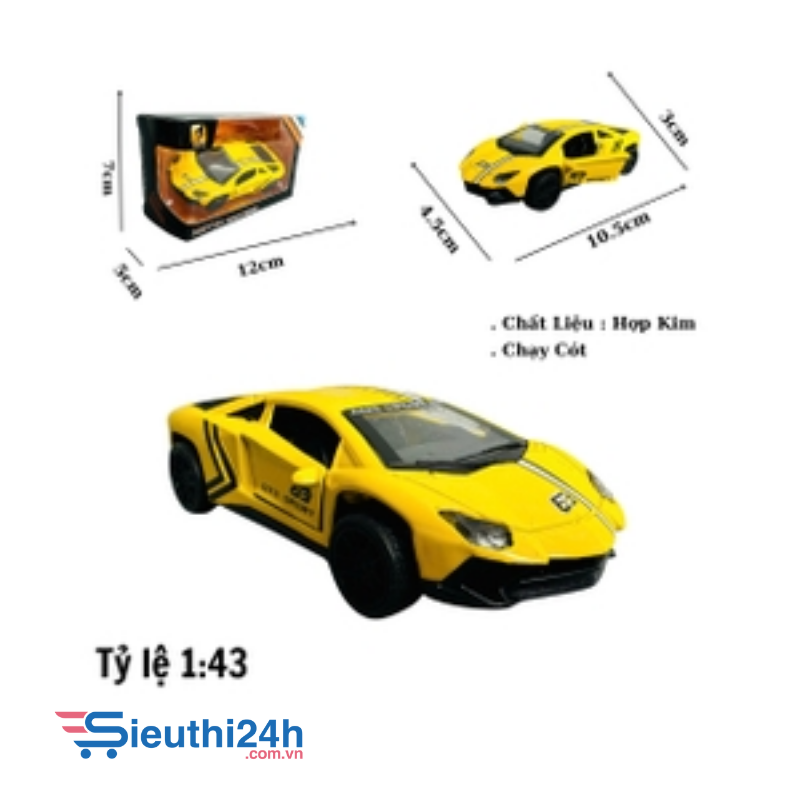 Mô Hình xe lambor vàng sọc trắng tỉ lệ 1:43