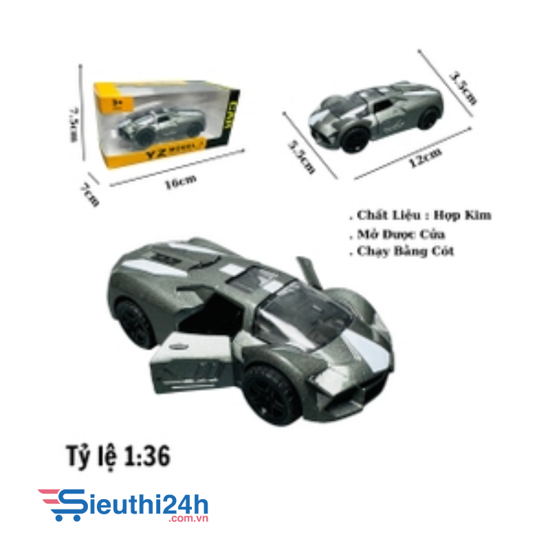 Mô Hình xe lambor xám có họa tiết tỉ lệ 1:36