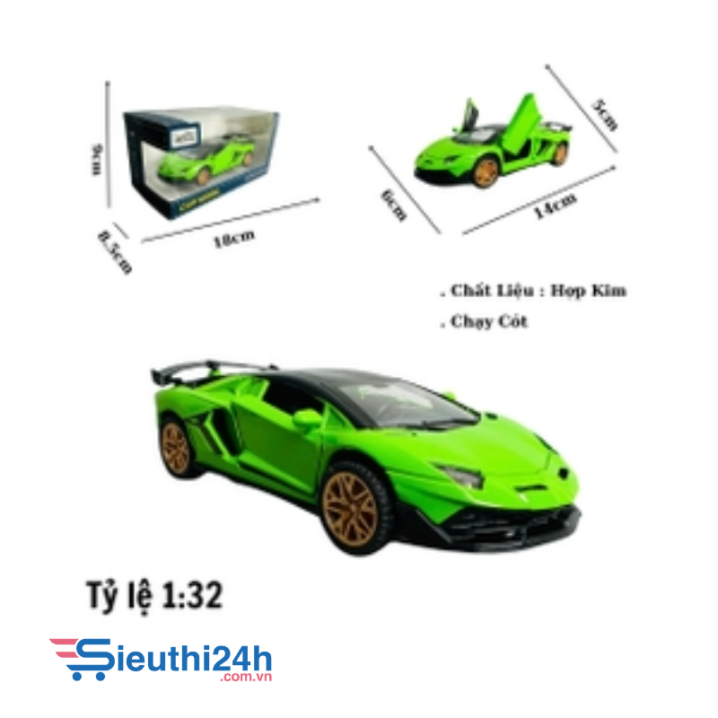 Mô Hình xe Lambor xanh lá bánh vàng tỉ lệ 1:32