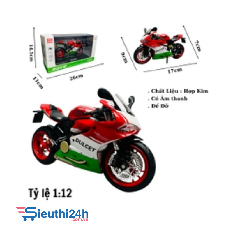 Mô Hình Xe máy ducati Đỏ Xanh 1:12
