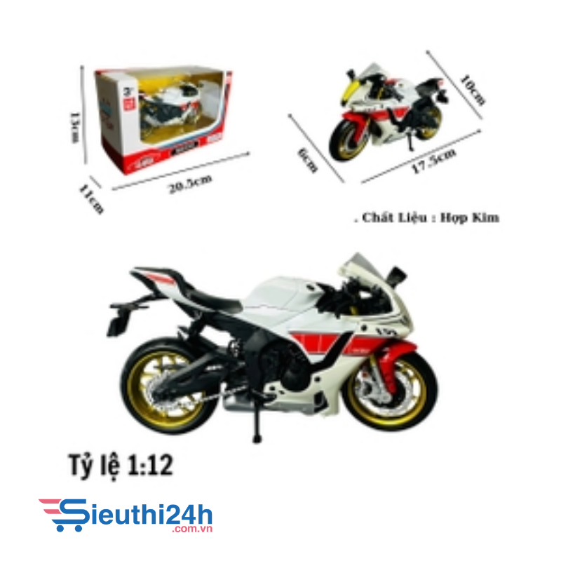 Mô Hình xe máy r1 trắng đầu vàng 1:12