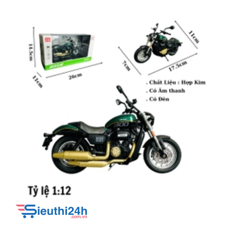 Mô Hình xe máy shan300 1:12 đen